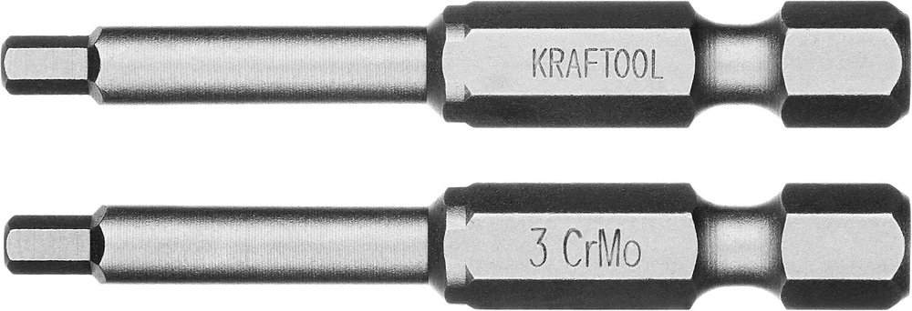Биты ″X-DRIVE″ торсионные кованые, обточенные, KRAFTOOL 26127-3-50-2, Cr-Mo сталь, тип хвостовика E 1/4″, HEX3, 50мм, 2шт