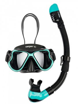 Набор маска+трубка в сумке Sargan Сонора-М прозрачный/бирюзовый