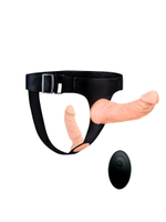 Женский страпон с 2 насадками, вибрацией и пультом ДУ