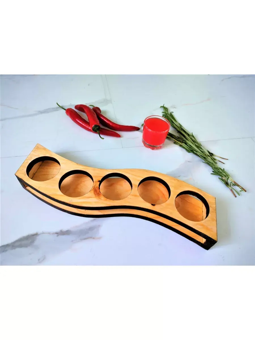 Шотница подставка из кедра с 5 стопками