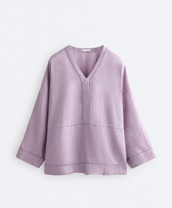 Oysho Рубашка из 100% льна, лиловый