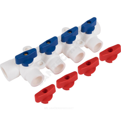 Коллектор PP-R Дн 40х20 на 2 выхода с кранами RTP (РосТурПласт) 18731