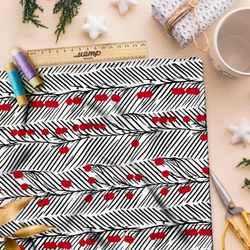 Ткань премиум мембрана красные ягоды в полосках