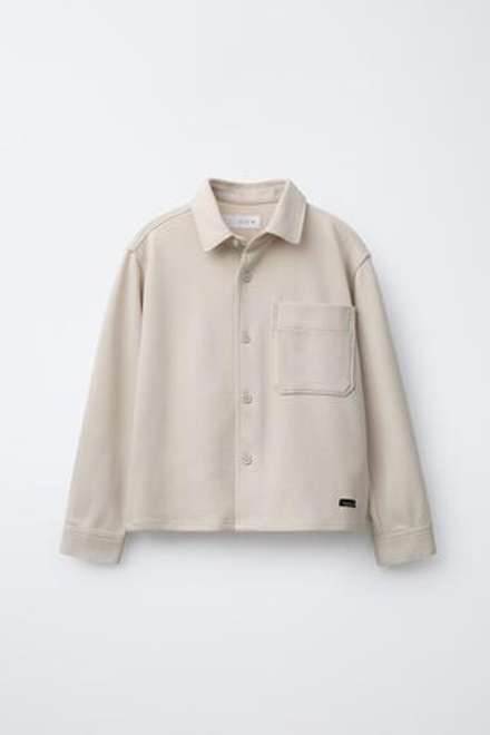 ZARA РУБАШКА С КАРМАНОМ, ЭКРЮ