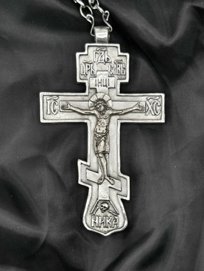 Крест иерейский “Николаевский” с распятием XII век (серебрение)