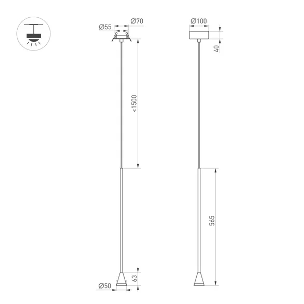Светильник SP-RINAR-HANG-L565-5W Warm3000 (BK, 36 deg, 230V)  (Arlight, IP20 Металл, 5 лет) 059323