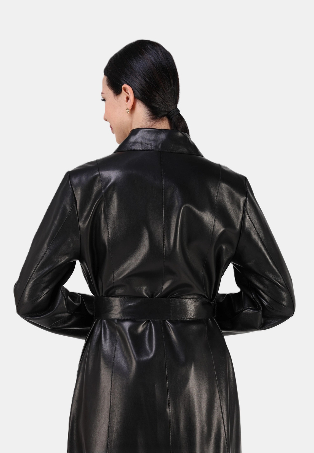 Кожаный плащ длинный, пальто длинное кожа