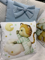 Комплект в кроватку 18 предметов "Мишка с тигром голубой", сатин