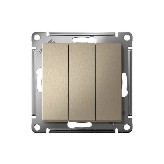 Выключатель 3-кл. СП AtlasDesign 10А IP20 (сх. 1+1+1) 10AX механизм шампань SE ATN000531