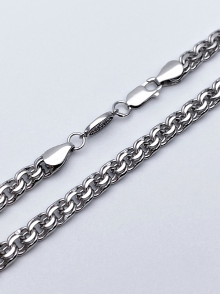 Цепь из серебра/Бисмарк/Родий/Со вставкой "Спаси и сохрани"/С алмазной огранкой