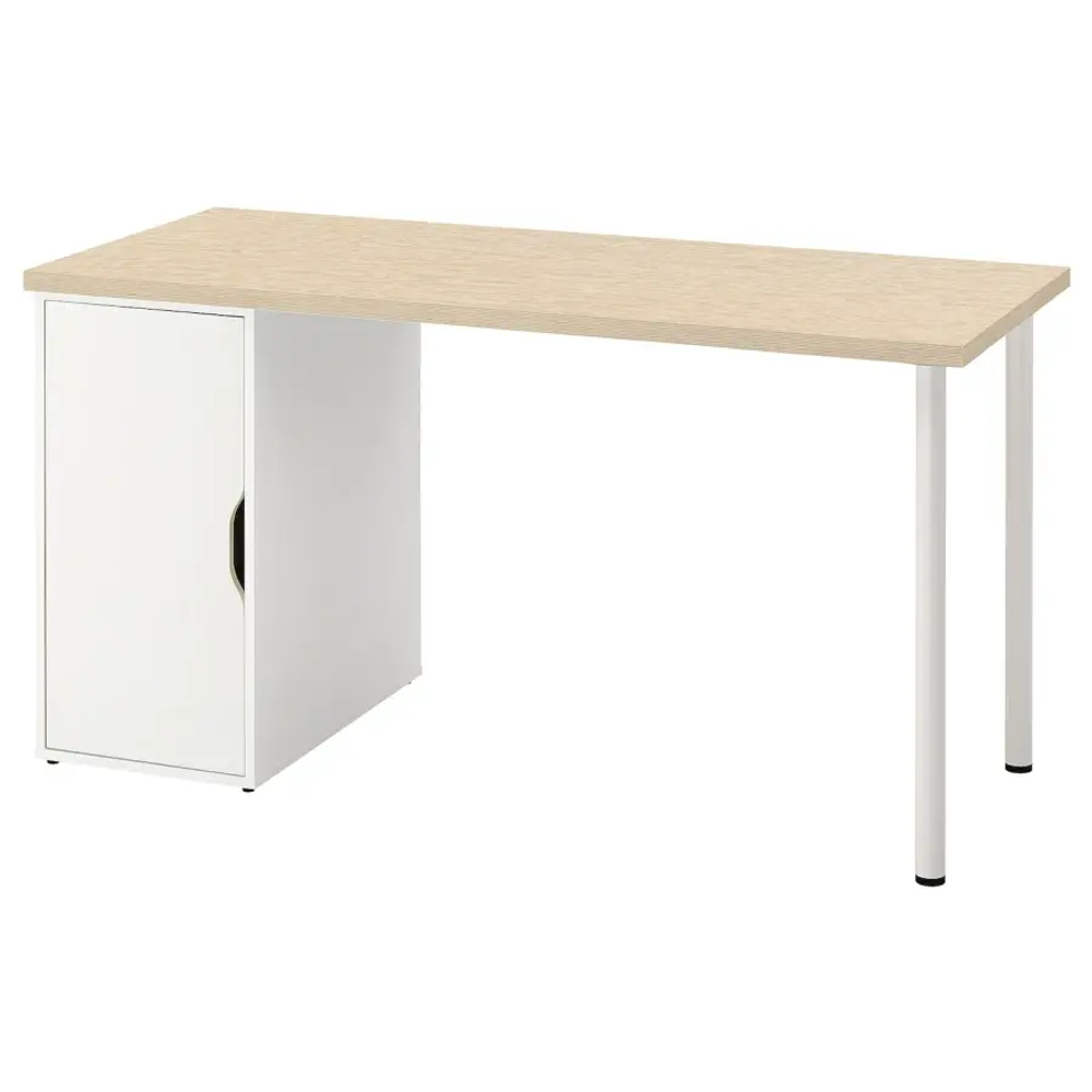 Письменный стол с ящиком - IKEA MITTCIRKEL/ALEX, 140х60 см, под беленый дуб/белый, МИТТКЕРКЕЛ/АЛЕКС ИКЕА