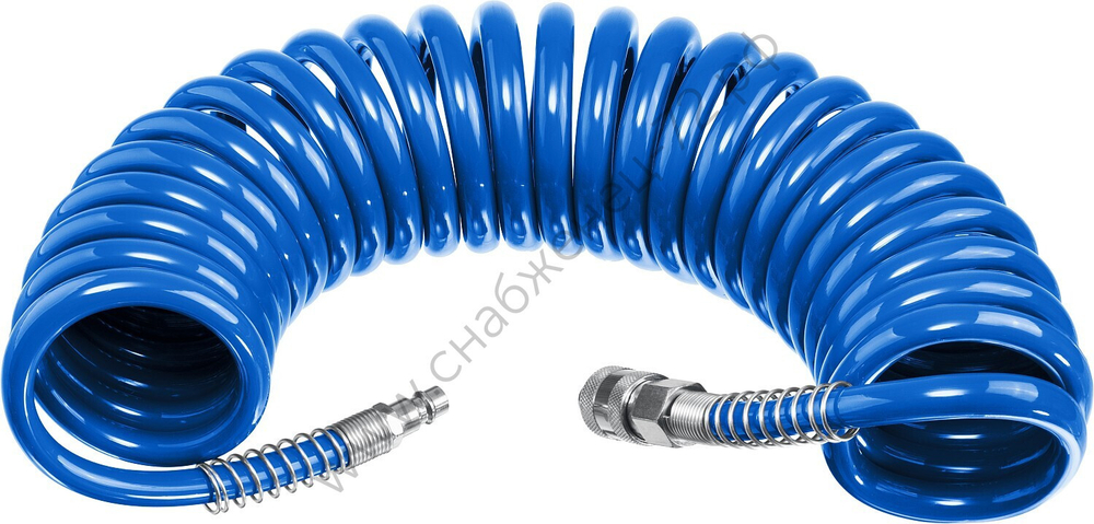 ЗУБР 5 м, 8 х 12 мм, 15 бар, воздушный спиральный шланг с фитингами рапид, Профессионал (6472-05)