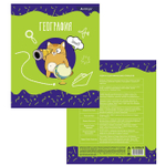 Тетрадь предметная 24л. А5 "География " со справочным материалом, скрепка, мелованный картон (стандарт), блок офсет, Alingar "Умный котик"