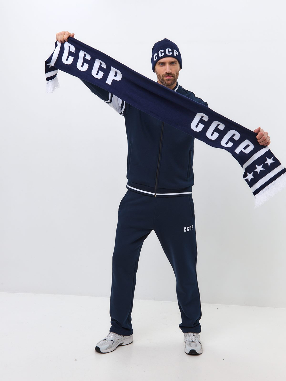 Шарф вязанный СССР синий