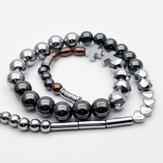 "Гематит" микс бусины (имитация), размер около 4-10 мм, цена за нить 38 см