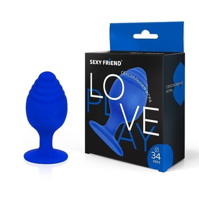 Синяя силиконовая анальная втулка - 7 см. (Цвет: синий)