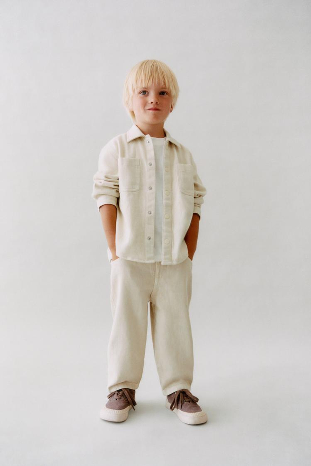 ZARA БРЮКИ BAGGY ИЗ ТВИЛА, СЛОНОВАЯ КОСТЬ