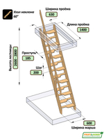 Лестница на второй этаж М-011у, сосна