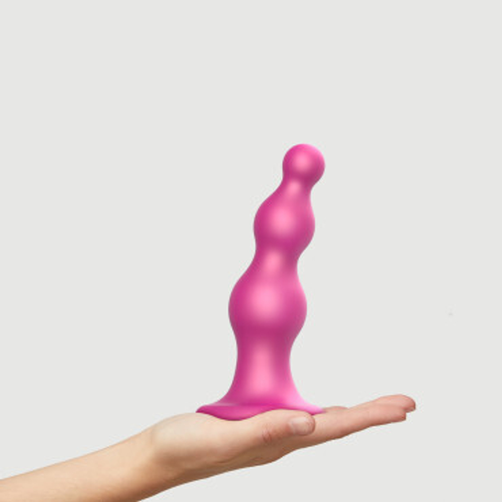 Фаллоимитатор Strap-On-Me Dildo Plug Beads Framboise металлик L, 16 см