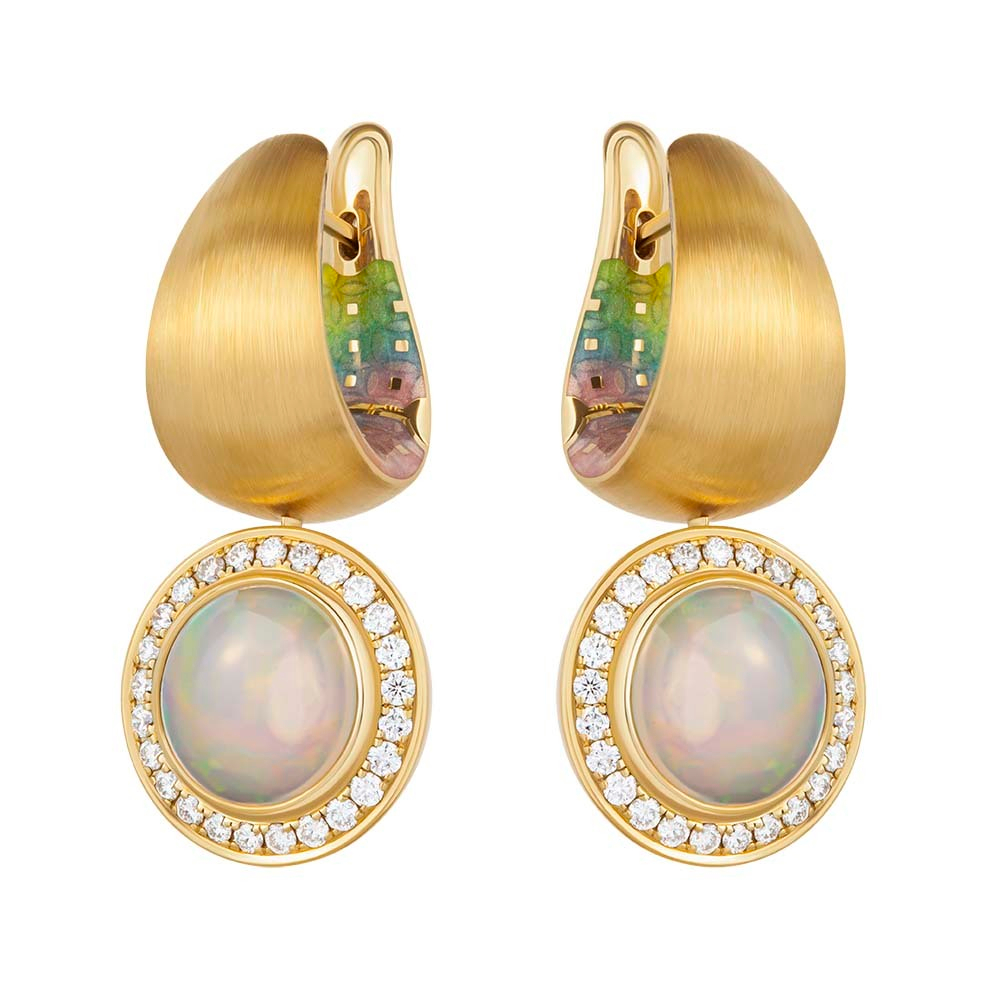 Серьги с Опалом и Бриллиантами, Эмаль, E0178-302/1