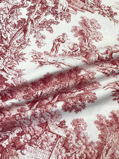 Лен с п/э Dior белый с красным дизайнерским принтом