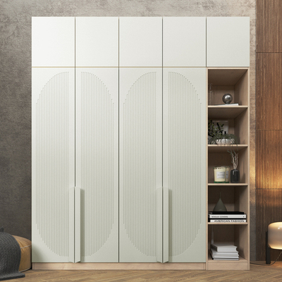 Шкаф Агератум МДФ четырехсекционный с антресолью и стеллажом Лайн керамика (0,27) А10032 матовая - Дуб Сонома 3025  260*60*260