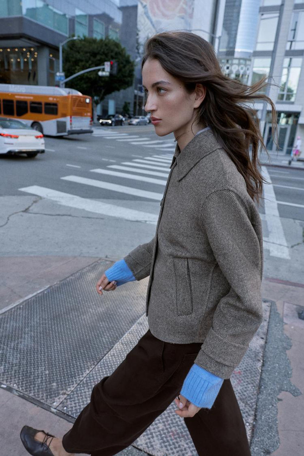 ZARA КОРОТКОЕ ПАЛЬТО ИЗ ШЕРСТИ, РЫЖЕВАТО-КОРИЧНЕВЫЙ