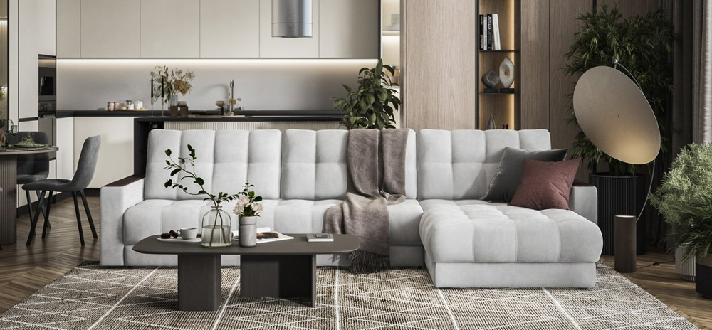 Угловой диван Босс Макс Велюр Монолит сталь