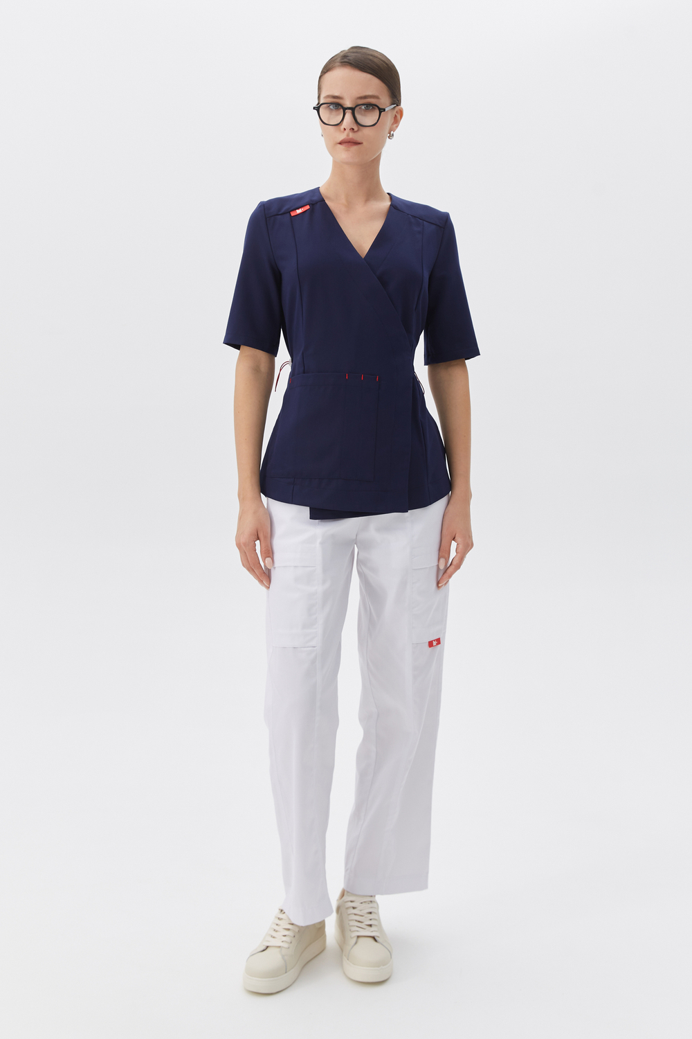 Топ с запахом медицинский женский Йошо, нэви