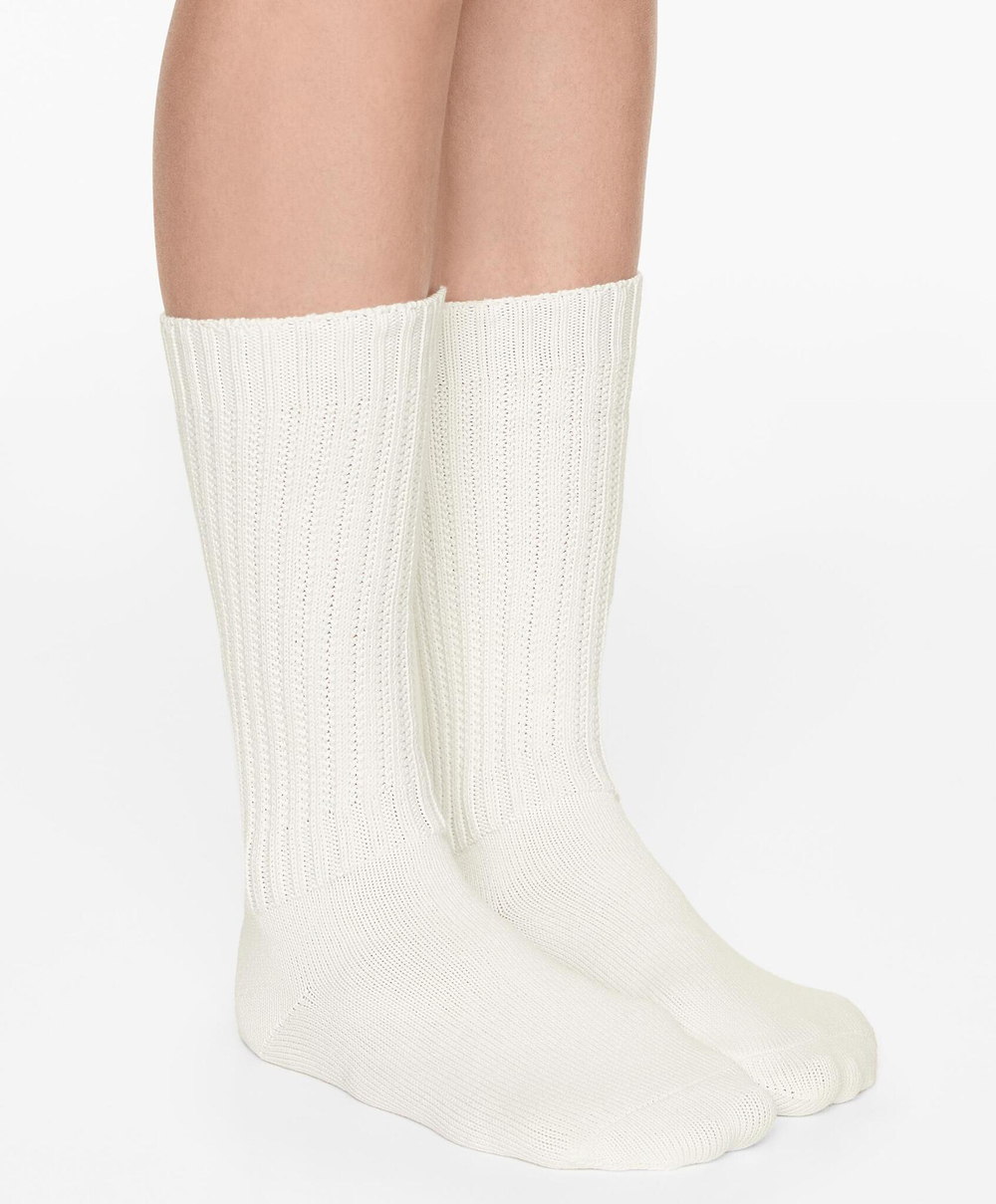 Oysho Хлопковые высокие носки, белый