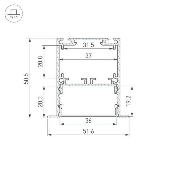 Профиль встраиваемый Arlight SL-Linia52-3L-F-2000 Anod 044682