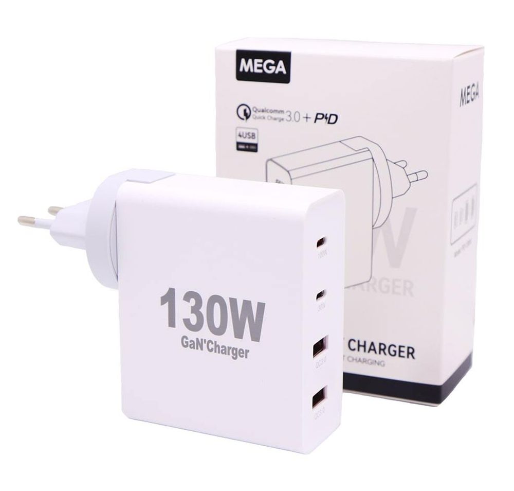 Сетевой адаптер питания MEGA 2C+2A 130W (белый)