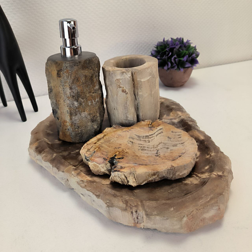 Набор из окаменелого дерева 4 предм Fossil Set NF-63074 поднос 29см*36см