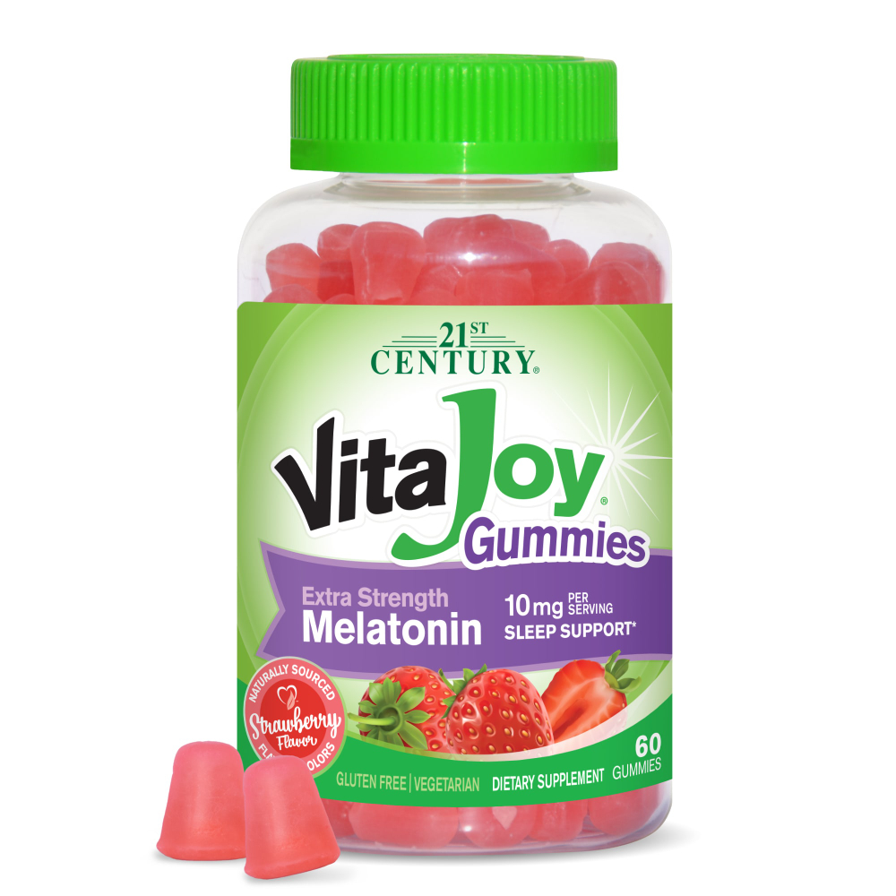 21st Century, VitaJoy®, жевательные таблетки с мелатонином, со вкусом клубники, 60 жевательных таблеток (5 мг в 1 жевательной таблетке)