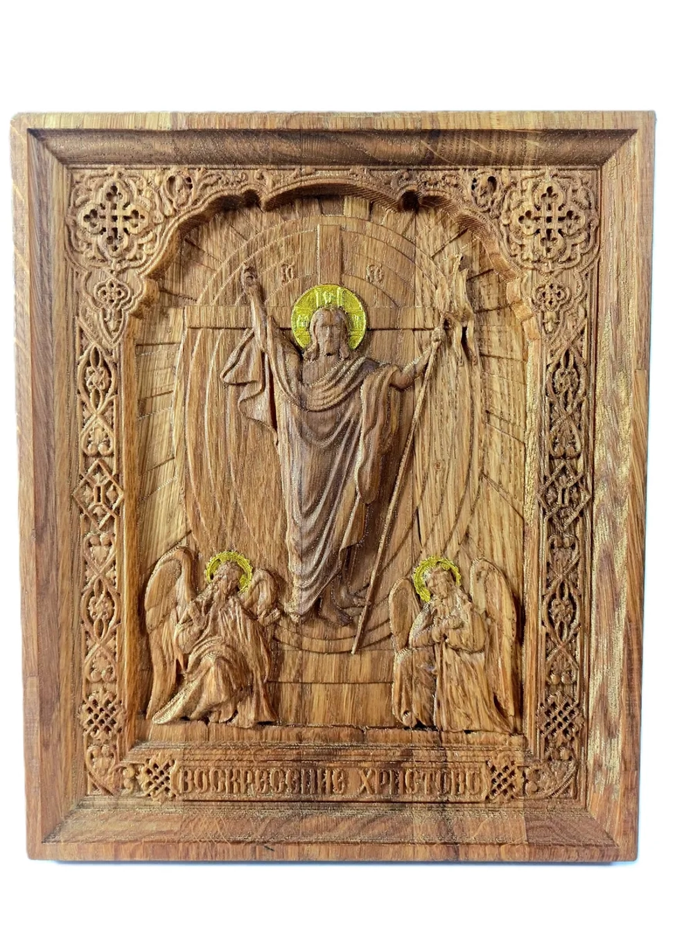 Освященная Икона «Воскресение Христово» резная из дуба