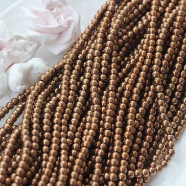 Гематин гематит, шарик 5 мм, шоколад, 1 нить, ГМ014