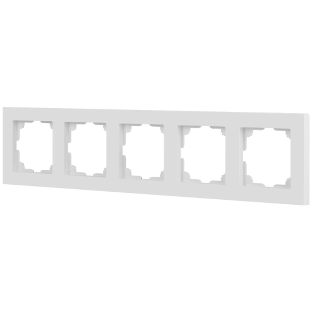 Рамка для розеток и выключателей Intro Accent 6-505-01М на 5 постов, СУ, белый матовый | Intro