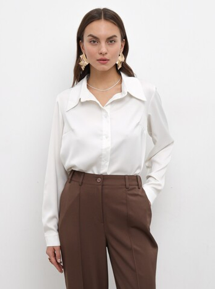 Рубашка атласная, цвет белый