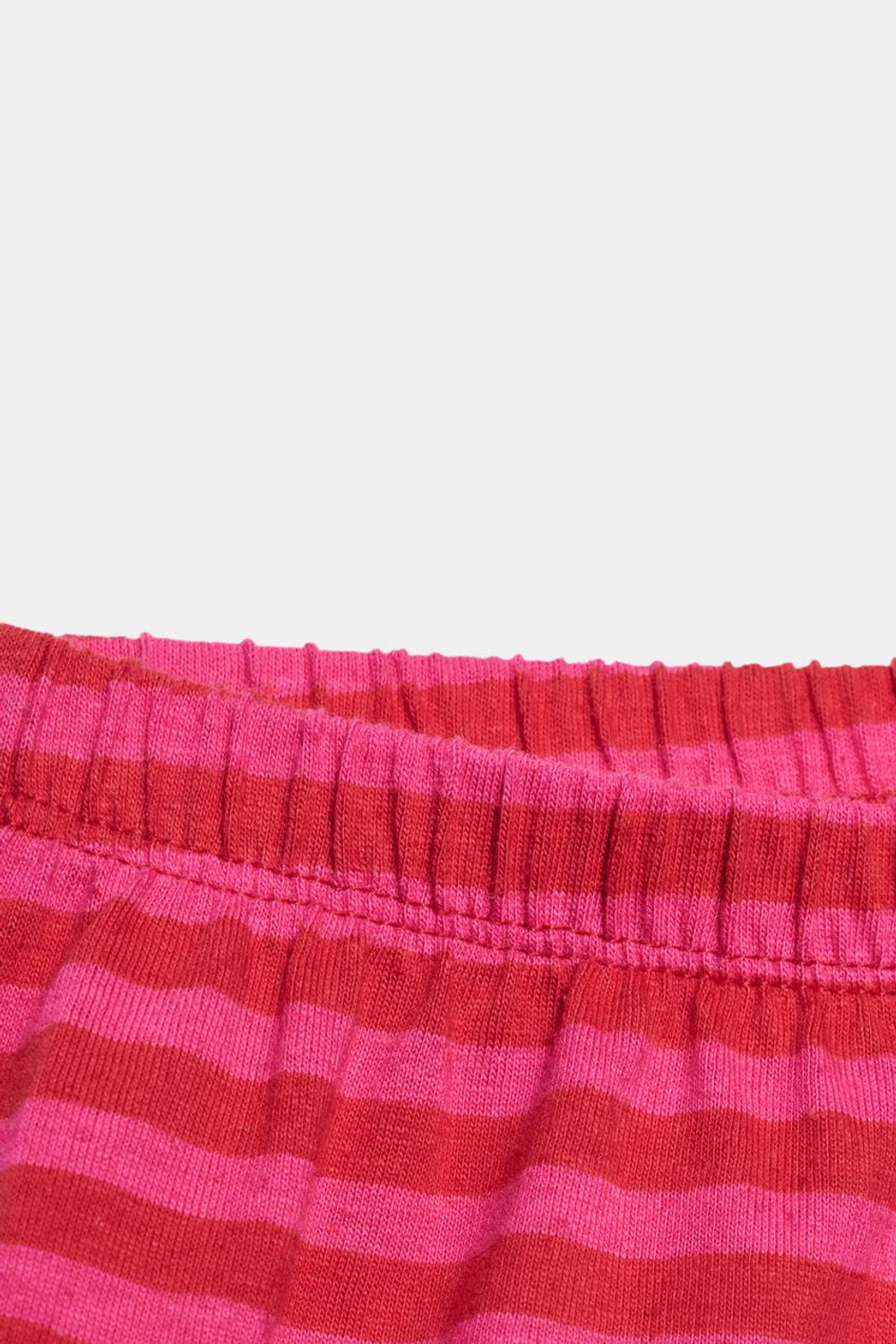 ZARA БРЮКИ В ПОЛОСКУ ИЗ ХЛОПКА И ЛЬНА, РОЗОВЫЙ/ЛИЛОВЫЙ