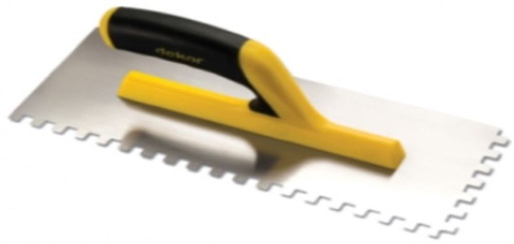 Гладилка зубчатая 6х6 300 мм нержавеющей сталь с открытой пластиковой ручкой Dekor 403