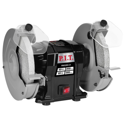Станок точильный электрич. P.I.T. PBG200-C3 (500Вт, 2950об/мин, Ø200х12,7х20/200х16х20мм, пылезащ.)