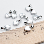 Подвеска Сердце, цвет серебро, перламутр, размер 8,5*7,5 мм + бейл, цена за 1 шт