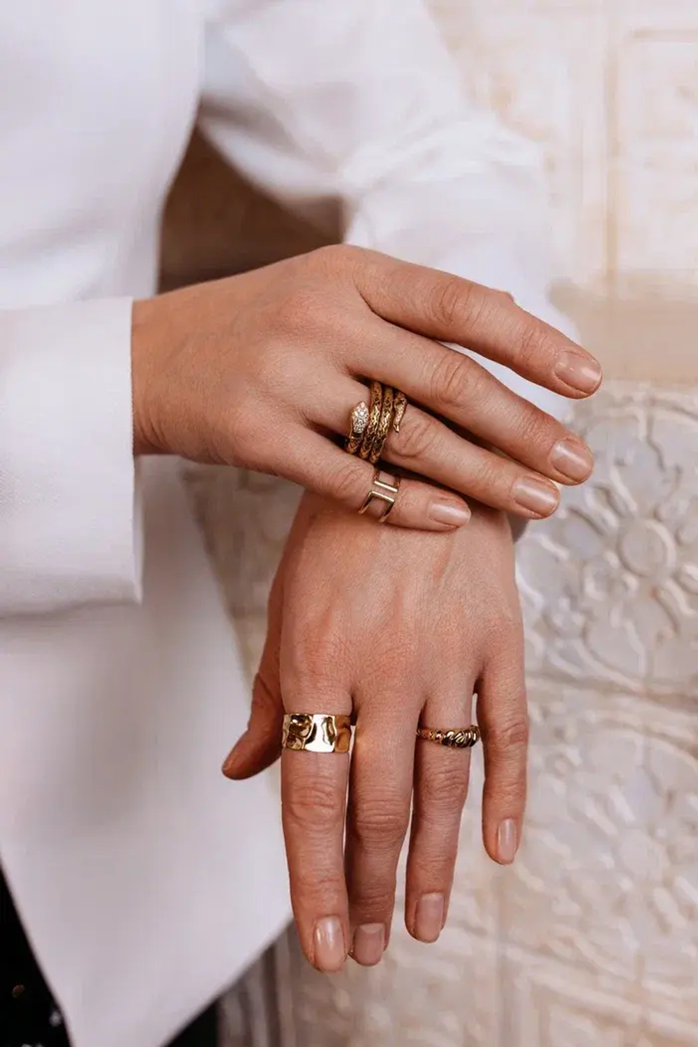 Кольцо "Змея" тройное в золочении