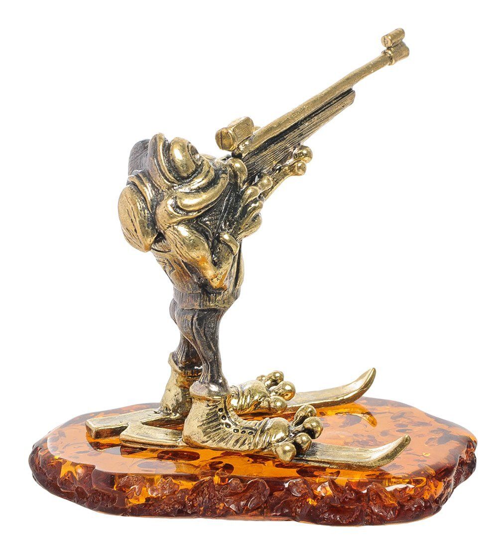 Народные промыслы AM-2023 Фигурка «Лягушка-биатлонист» (латунь, янтарь)