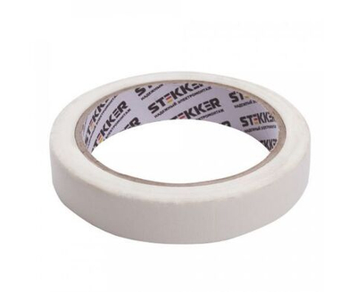 Малярная лента 18 мм, длина 25 м, на бумажной основе, белый Stekker INTP7-18-25 39149, Упаковка 12 штук