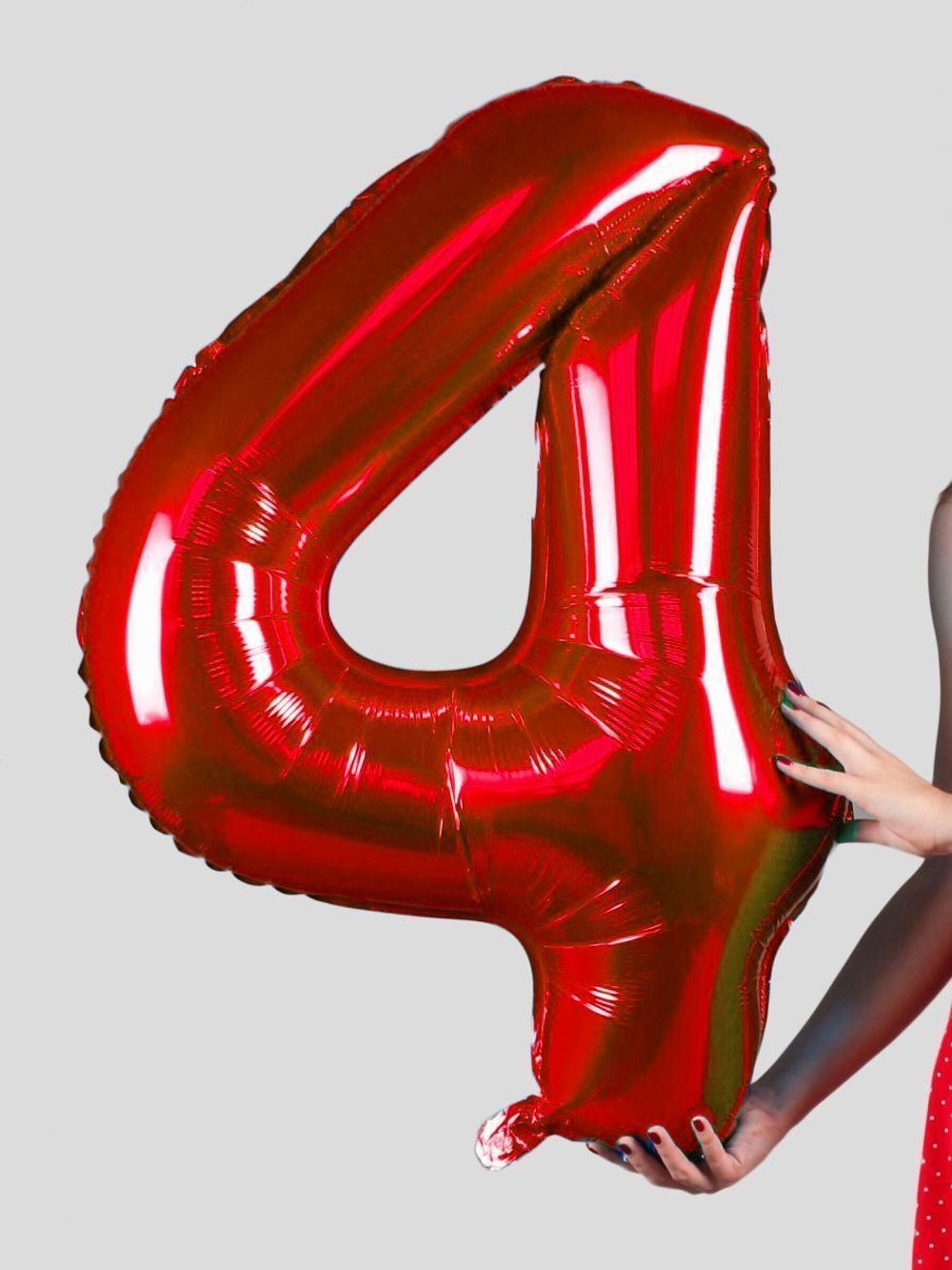 FM Шар 40" / 102 см "Цифра 4" Красный (БГ-60)  Изображение4