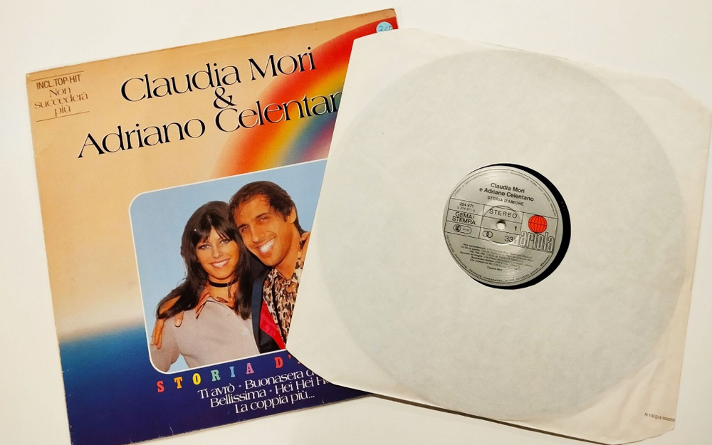 Винтажная виниловая пластинка LP Claudia Mori and Adriano Celentano Storia Damore (Germany 1982)