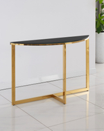 Консоль полукруглая АЛЬБА 115*30 золото стекло черное