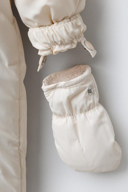 ZARA НЕЙЛОНОВЫЙ КОМБИНЕЗОН СО СЪЕМНЫМИ ВАРЕЖКАМИ И ПИНЕТКАМИ, ЭКРЮ