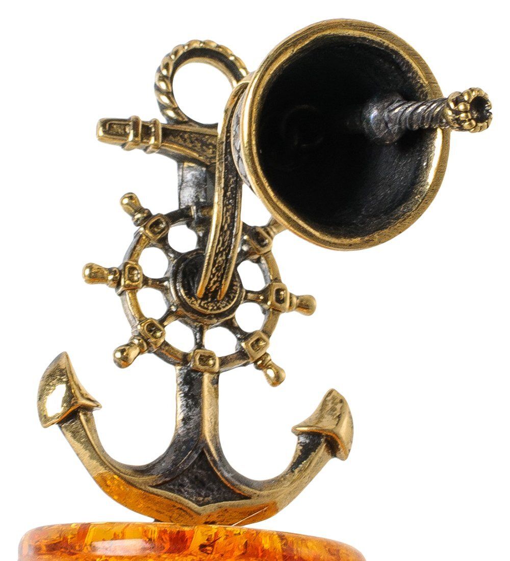 Народные промыслы AM-1845 Фигурка «Рында с якорем» (латунь, янтарь)